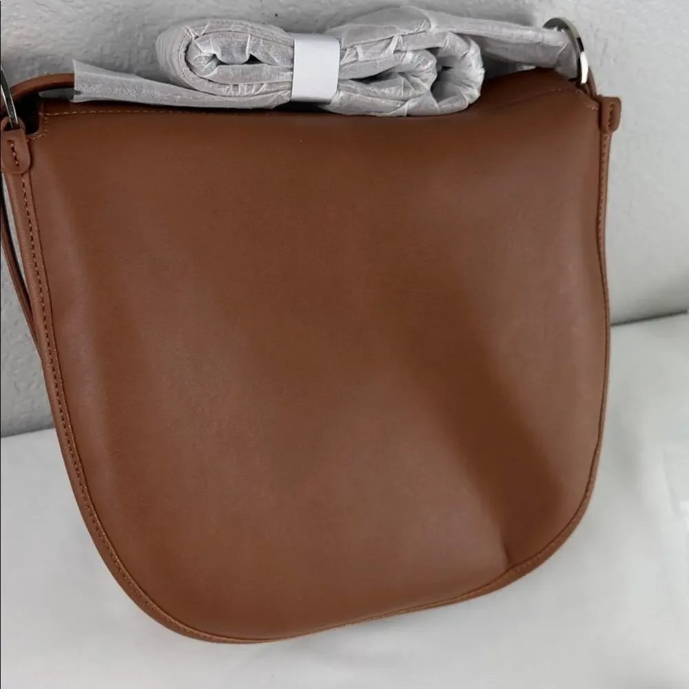 NWOT Elegant Brown Vegan Leather Shoulder Bag